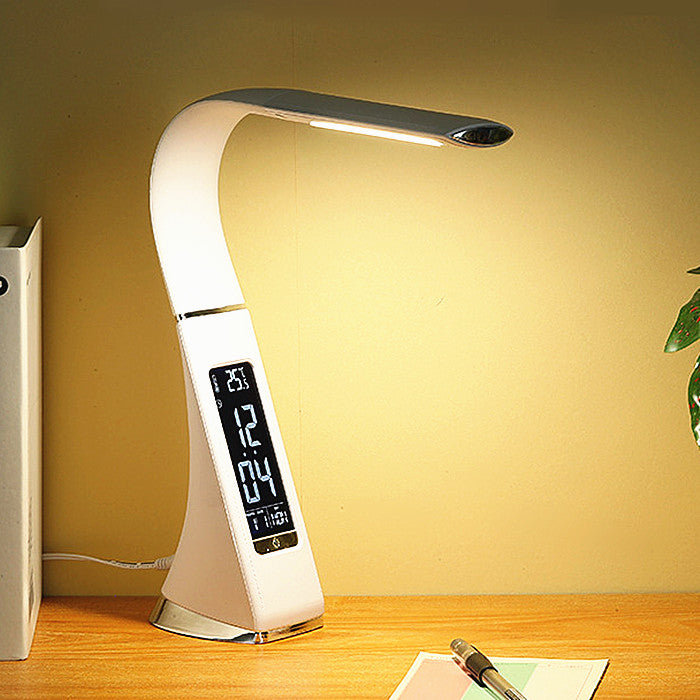 Lampe de bureau design blanche avec LED et variateur tactile - Eleni